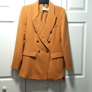 Elie Tahari Career Double Breasted Blazer Jacket Tan Terracotta Size 8